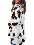 Women's Leopard Print V Neck Loose Fit Long Sleeve T Shirts Casual Comfort Tops