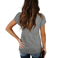 Womens Casual Summer Blouses Petal Cap Sleeve V Neck Shirt