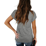 Womens Casual Summer Blouses Petal Cap Sleeve V Neck Shirt