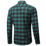 Men Casual Check Plaid Printed Long Sleeve Shirt Tops Blouse Button-Down Pocket