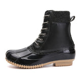 Women's Waterproof High Top Boots Lace Up Duck BootsRound Toe Rain Booties Anti Slip