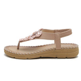 Women Sandals Summer Boho Casual Flat T-Strap Thong Elastic Comfortable Flip Flops Beach shoes