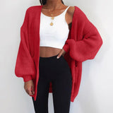 Womens Fashion Solid Cardigans Open Front Winter Warm Knitwear Coat Outwear Tops