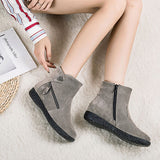 Suede Winter Boots for Women Warm Ankle Booties Anti-Slip Side Zipper Outdoor Shoes