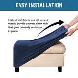 Dustproof Stretch Velvet Ottoman Slipcover Elastic Rectangle Footstools Covers Removable Soft Foot Stool Furniture Protector for Living Room, Bedroom