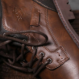 Men Plus Size Retro Style Lace Up Boots High Top Side Zipper Fall Winter Boots