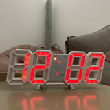 3D Digital Wall Clock LED Desk Alarm Clock Timer Snooze 12/24 Hour Display Digital Clock Night Wall Clock with Temperature Display, USB Charge