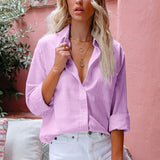 Women's Solid Long Sleeve Shirt Tops Casual Loose Pocket Cardigan Blouse Tunic