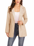 Women's Solid Casual Blazer Office Work Long Sleeve Open Front Jacket for Autumn and Winter