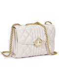 Women Fashion Quilted Crossbody Bag Leather Small Shoulder Handbag Satchel Purse with Metal Chain Strap