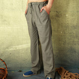 Mens Pants Elastic Drawstring Waist Lightweight Summer Trousers