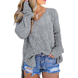 Womens Fuzzy Knitted Sweater Sherpa Fleece Side Slit Full Sleeve Jumper Outwears