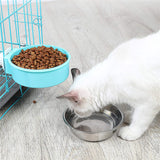 Stainless Steel Pet Dog Food Water Bowl Cage Hanging Feeder Mountable Container