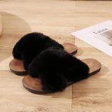 Womens Plush Soft House Slippers Non-Slip Slip on Open Toe Cozy Slides Shoes