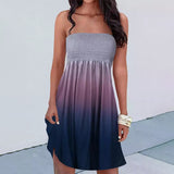 Summer Dress for Women Beach Casual Strapless Cover Ups Tie Dye Off Shoulder Sundresses