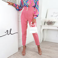 Womens Casual Lounge Dress Pants High Waist Work Office Business Slacks Slim Leg Pencil Pants with Button Pocket
