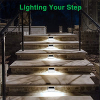 3 LED Solar Powered Stair Light Outdoor Garden Pathway Step Decking Wall Lamp