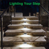 3 LED Solar Powered Stair Light Outdoor Garden Pathway Step Decking Wall Lamp