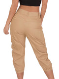 Women Zipper Bottoms Boho Solid Color Trousers Beach Pants Harem Loungewear