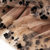 Women Mesh Embroidered A-Line Skirt Summer Casual Chic Elastic High Waist Maxi Skirt