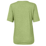 Women Summer Top V Neck Split Zippers Shirt Solid Color Summer Basic Tee Tops