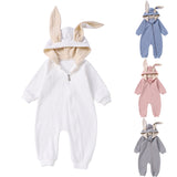 Kids Baby Unisex Solid Color Warm Hoodie Jumpsuit Romper Bodysuit Zipper Closure