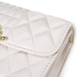 Women Fashion Quilted Crossbody Bag Leather Small Shoulder Handbag Satchel Purse with Metal Chain Strap