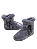Winter Snow Boots for Women Faux Fur Warm Lace Up Comfy Casual Mid Calf Shoes Black