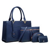 4Pcs Fashion Women Leather Tote Handbag Shoulder Bags Top Handle Satchel Business Bag Purse Pouch for Mom Girls Gift