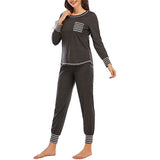 Women's Pajama Set Sleepshirt Long Sleeve Tops Pants Trousers Nightwear Homewear