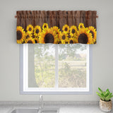 2 Piece Sunflower Printed Short Window Curtain Slot Top Cafe Tier Rod Pocket Kitchen Scarf Bathroom Valance
