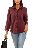 Avamo Button Down Shirt for Women Crop Long Sleeve Tunic Blouse Plus Size Lapels Collar T Shirt Office Formal Plain Tops