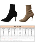 Womens Knitted Stretch Cloth Slip On Ankle Boots Pointed Toe Fashionable Kitten High Heels Boots