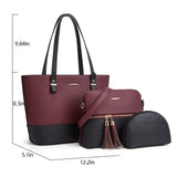 3Pcs/Set Women PU Leather Handbag Tote Crossbody Shoulder Bag Satchel Clutch Bag