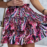 Women Pleated Skirts Casual High Waist Mini Skirt Printed Summer Swing Skirt