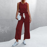 Womens Casual Solid Color Sleeveless Jumpsuit Long Pants Rompers