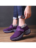 Womens Walking Shoes Winter Warm Fur Lining Ankle Boots Magic Tape Hiking Shoes