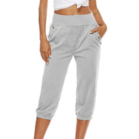 Women's Harem pants Loose Fit Capri Pants Jogger Workout Yoga Lounge Pants with Pockets