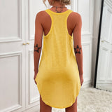 Women Tunic Tank Tops Solid Color Loose Casual Sleeveless Blouse Tees Shirts