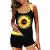 S-XL Women 2 Piece Tankini Swimsuit Set With Push Up Bra Padded Swimwear Beachwear Bathing Suit With High Waist Boyshorts