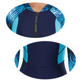 Women One Piece Swimsuit Long Sleeve Beachwear Rashguard Boyleg Front Zipper Diving Surfing Wetsuit Racerback Athletic Training Swimwear