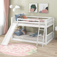 Gplesas Teens Adults Kids Heavy Duty Full Over Full Full-Length Guardrail No Box Spring Needed Bunk Beds Frame With Convertible Slide And Ladder Space-Saving