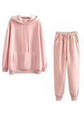 Frontwalk Hoodies Sweatsuit for Women 2 Piece Long Sleeve Fleece Workout Jogger Tracksuit Loungewear Set Plus Size Black XL