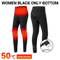Ploreser Heated Underwear Shirt with Pants Washable USB Charging Electric Thermal Heating Insulated Clothes with 3 Level Temperature Setting Cold-Proof Underwear Men/Women Outdoor Winter Heating
