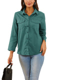 Avamo Button Down Shirt for Women Crop Long Sleeve Tunic Blouse Plus Size Lapels Collar T Shirt Office Formal Plain Tops
