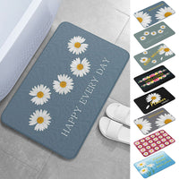 Daisy Printed Entrance Door Mat Floor Rug Flannel Anti-Slip Carpet Pad Washable
