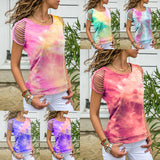 Tie Dye strapless Ripped T-shirt Tee Hipster Fashion Festival Grunge Rainbow Top