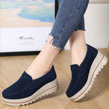 Women Suede Loafers Moccasins Pumps Slip On Wedge Casual Shoes Height Increase