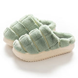 Women Platform Plush Slippers Slip On Casual Low Top Round Toe Winter Slippers