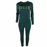 Women Letter Design Rhinestone Faux Pearl Two-Piece Suit Party Sexy Tracksuit